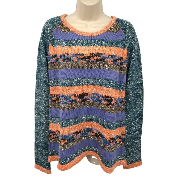 sahalie Sweaters - Sahalie Womens Long Sleeve Round Neck Blue Pullover Knitted Sweater Size L